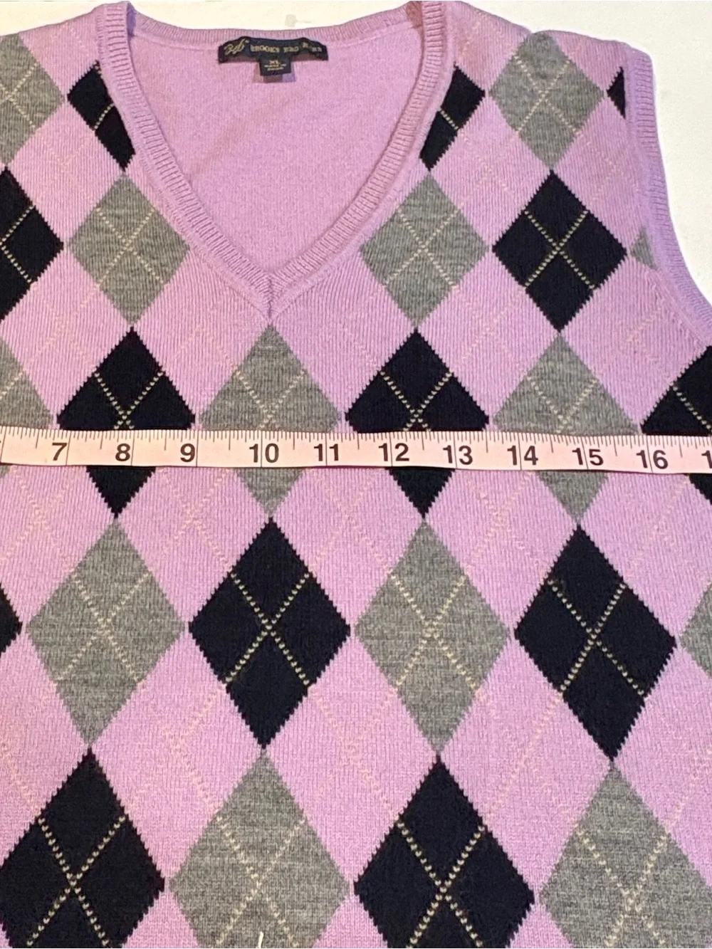 Brooks Brothers 100% Merino Wool Argyle Sweater Vest Men’s XL Purple Gray